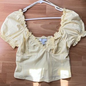 NWT Topshop Light Yellow Corset Wrap Top